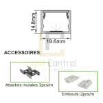 LED Profile Aluminium Surface-Mounted – 3M  19.6×14.8 mm  Model PL-PR121 - Image 4