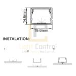 LED Profile Aluminium Surface-Mounted – 3M  19.6×14.8 mm  Model PL-PR121 - Image 3