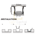 LED Profile Aluminium Recessed PR061 Black - Image 4